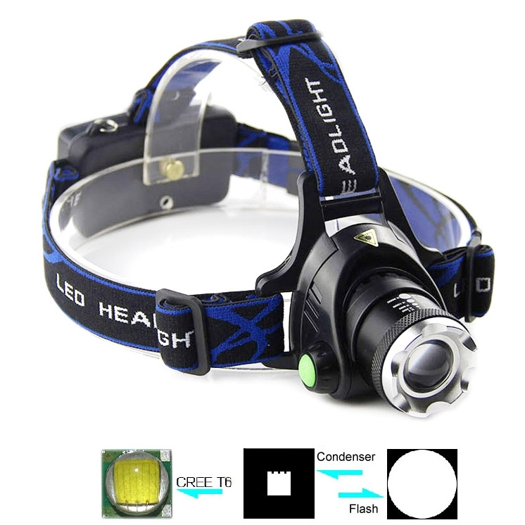 1 x Cree XM-L T6 3 Mode Waterproof Adjustable Focus Zoomable LED Flashlight / Headlight