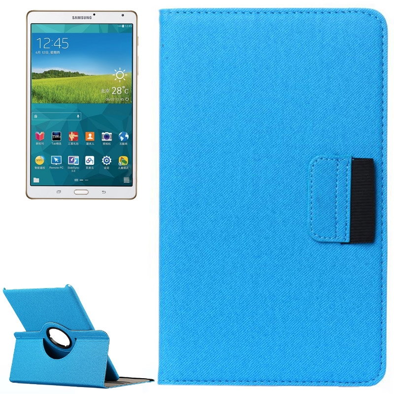 Cloth Texture 360 Degree Rotation Leather Case with Card Slot & Wallet & Holder for Samsung Galaxy Tab S 8.4 / T700(Blue)