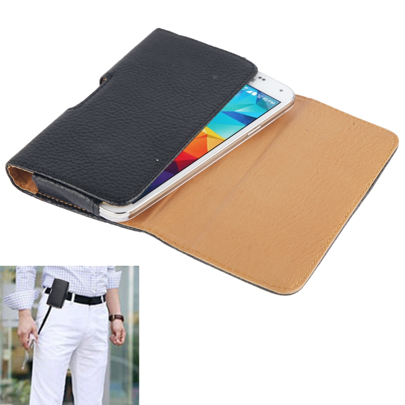 Wallet Style Litchi Texture Leather Case with Belt Clip for iPhone 6, Samsung Galaxy S5 / G900(Black)