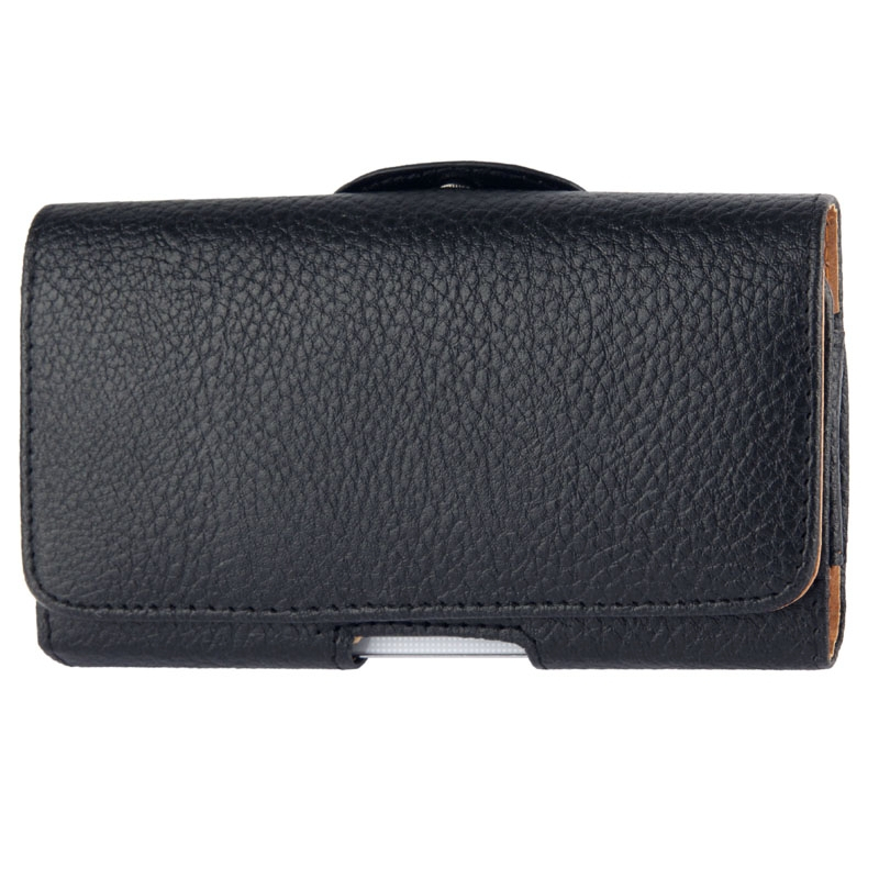 Universaali nahkakotelo älypuhelimelle vyöpidikkeellä iPhone 6, Samsung Galaxy S5 (musta)