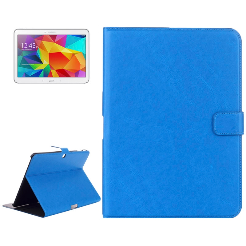 Crazy Horse Texture Flip Leather Case with Credit Card Slots & Holder for Samsung Galaxy Tab 4 10.1 / SM-T530 (Blue)