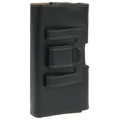 Universaali nahkakotelo älypuhelimelle vyöpidikkeellä(musta)