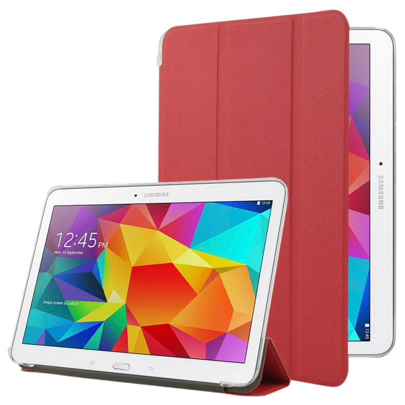 Frosted Texture Flip Leather + Transparent Trosted Plastic Case with Holder for Samsun Galaxy Tab 4 10.1 / SM-T530 (Red)