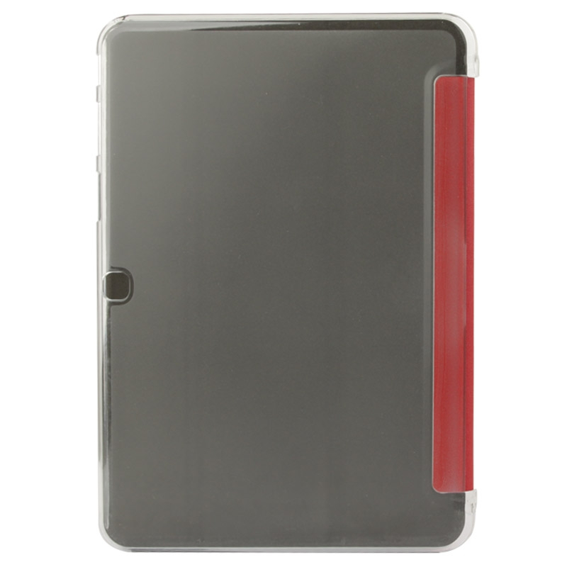 Samsung Galaxy Tab 4 (SM-T530) 10.1- Mattapintainen nahkasuoja ja läpinäkyvä muovikotelo (Punainen)