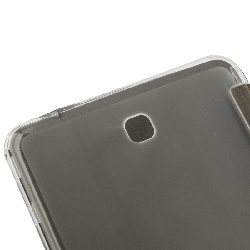 Samsung Galaxy Tab 4 (SM-T330) 8.0- Mattapintainen nahkasuoja ja läpinäkyvä muovikotelo (ruskea)