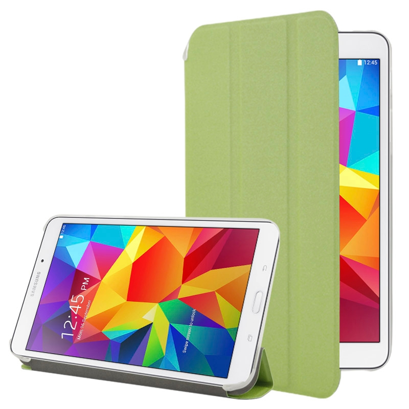 Samsung Galaxy Tab 4 (SM-T330) 8.0- Mattapintainen nahkasuoja ja läpinäkyvä muovikotelo (vihreä)