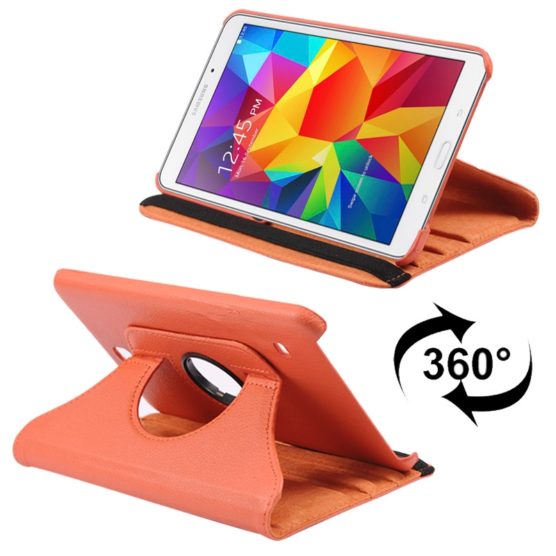 360 Degree Rotatable Litchi Texture Leather Case with 2-angle Viewing Holder for Samsung Galaxy Tab 4 8.0 / SM-T330(Orange)