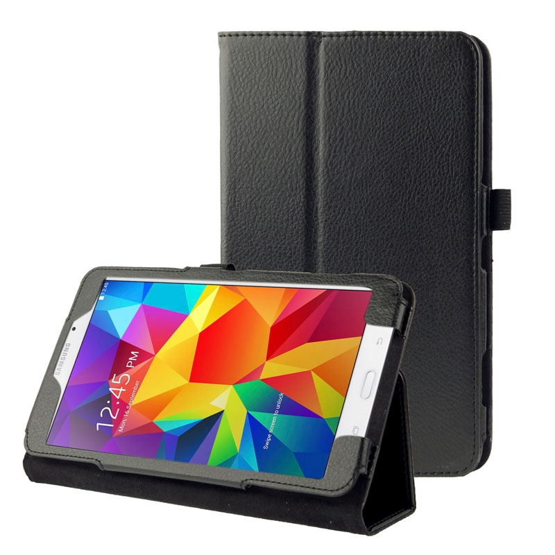 Litchi Texture Flip Leather Case with Holder for Samsung Galaxy Tab 4 8.0 / T330 (Black)