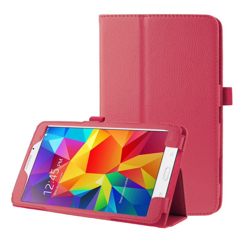 Litchi Texture Flip Leather Case with Holder for Samsung Galaxy Tab 4 8.0 / T330 (Red)