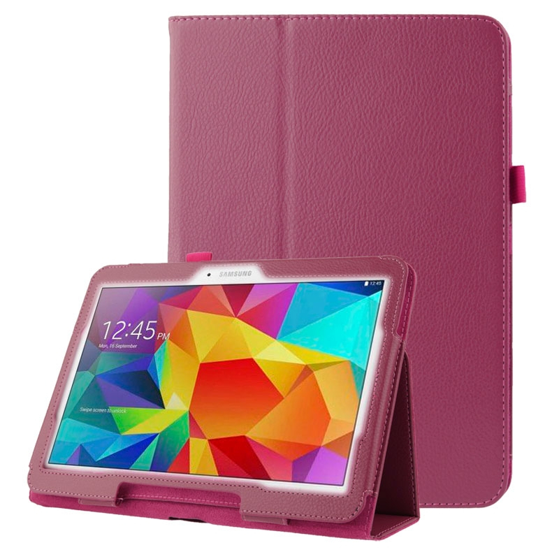 Litchi Texture Flip Leather Case with Holder for Samsung Galaxy Tab 4 10.1 / T530 (Magenta)