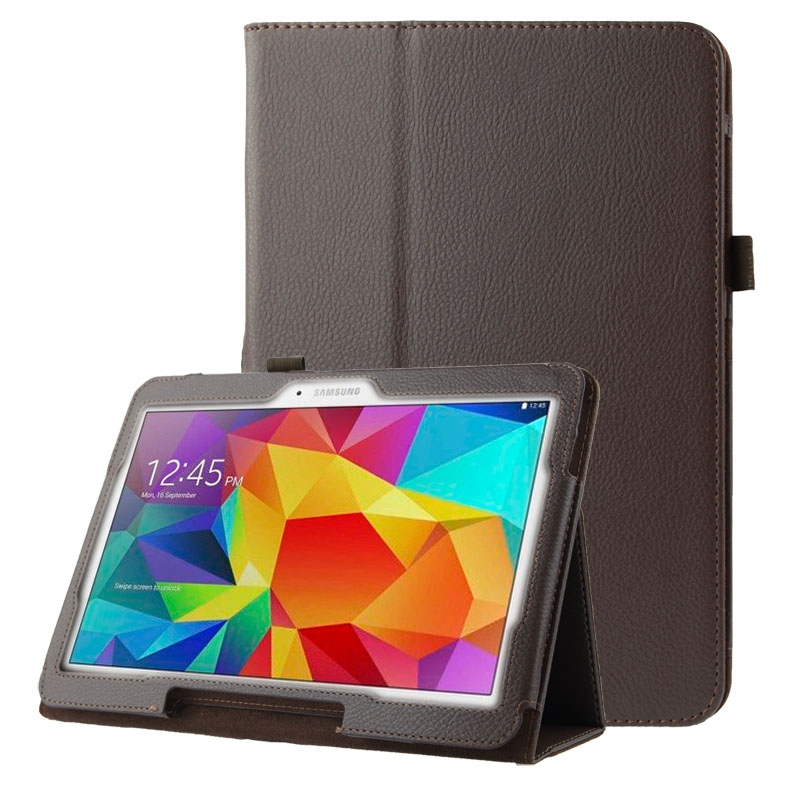 Litchi Texture Flip Leather Case with Holder for Samsung Galaxy Tab 4 10.1 / T530 (Brown)