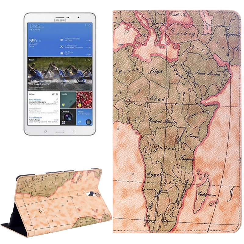 World Map Pattern Flip Leather Case with Holder for Samsung Galaxy Tab S 8.4 / T700, Random Delivery (Light Yellow)