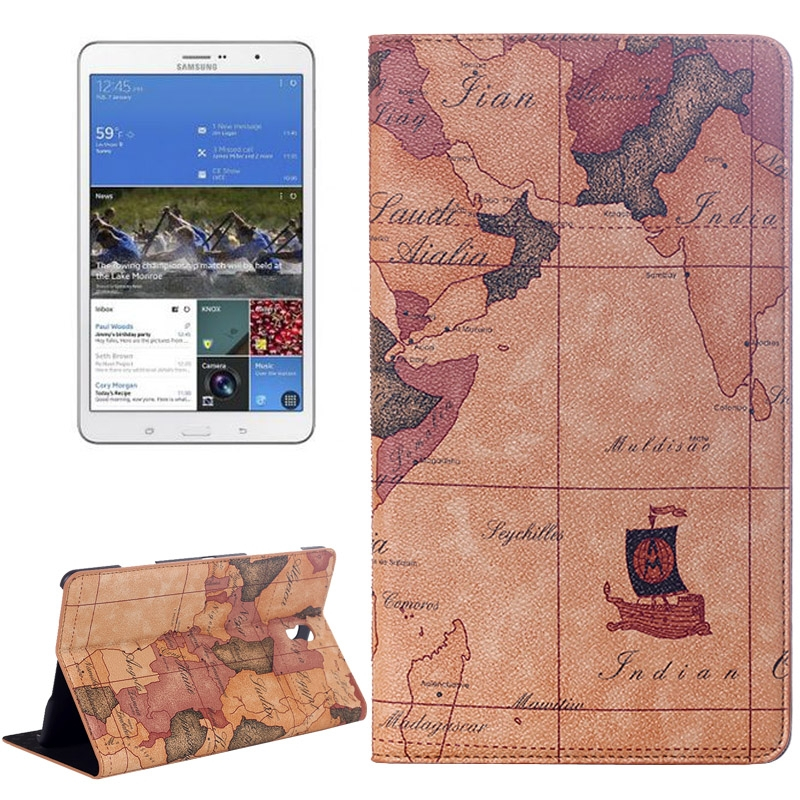World Map Pattern Flip Leather Case with Holder for Samsung Galaxy Tab S 8.4 / T700, Random Delivery (Brown)