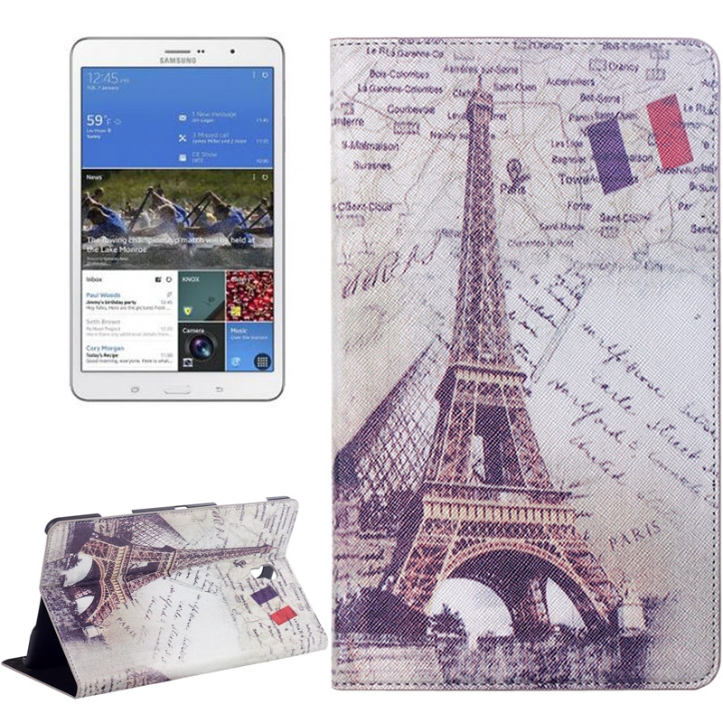 Eiffel Tower Pattern Flip Leather Case with Holder for Samsung Galaxy Tab S 8.4 / T700