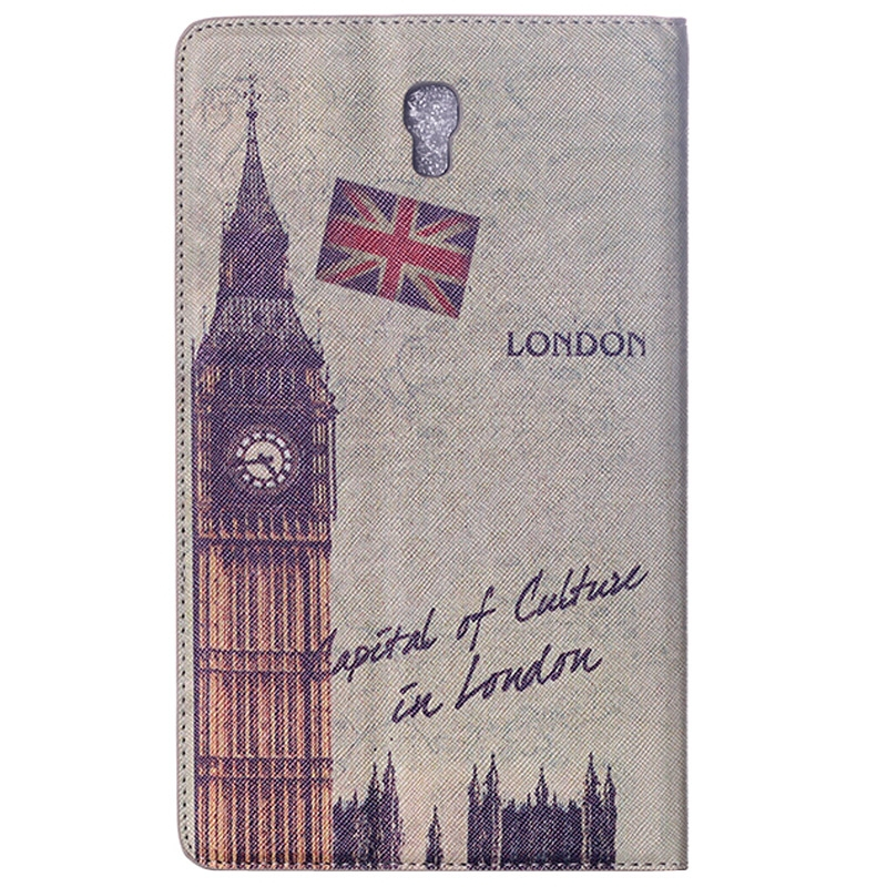 Samsung Galaxy Tab S (SM-T700) 8.4- Big Ben-kuvioinen nahkainen suojakotelo