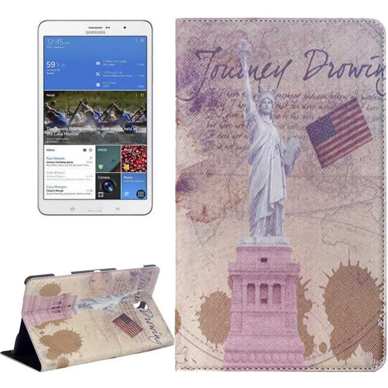 Statue of Liberty Pattern Flip Leather Case with Holder for Samsung Galaxy Tab S 8.4 / T700