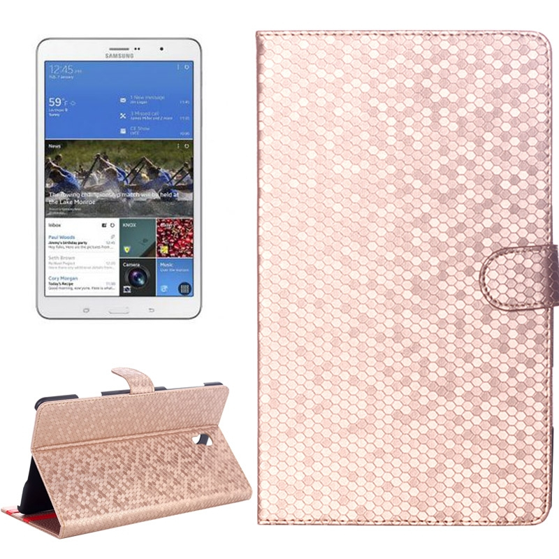 Honeycomb Texture Flip Leather Case with Holder for Samsung Galaxy Tab S 8.4 / T700(Gold)