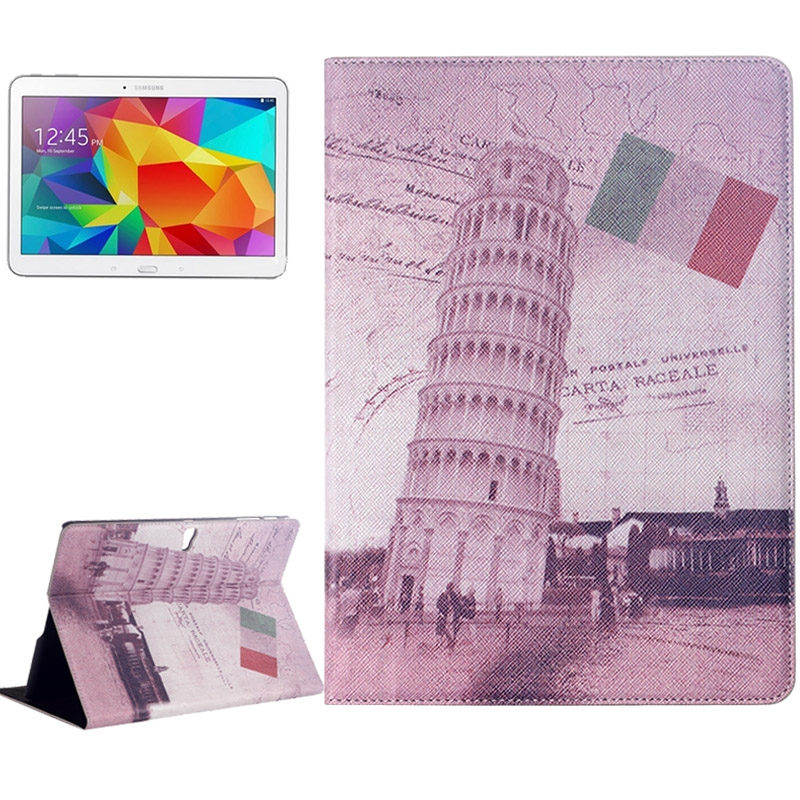 Leaning Tower of Pisa Pattern Flip Leather Case with Holder for Samsung Galaxy Tab S 10.5 / T800