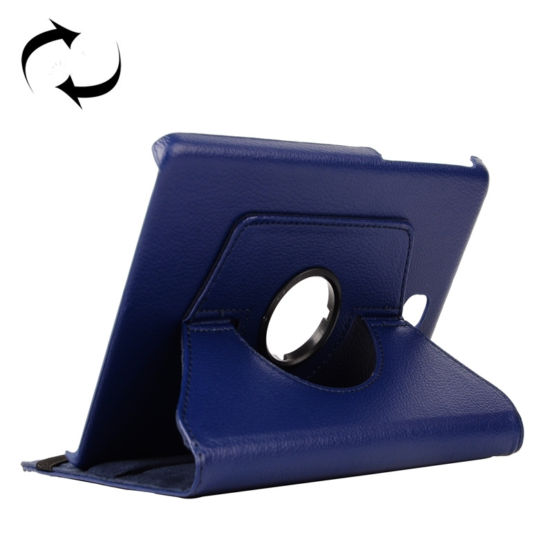Litchi Texture 360 Degree Rotating Leather Protective Case with Holder for Samsung Galaxy Tab A 9.7 / P550(Dark Blue)