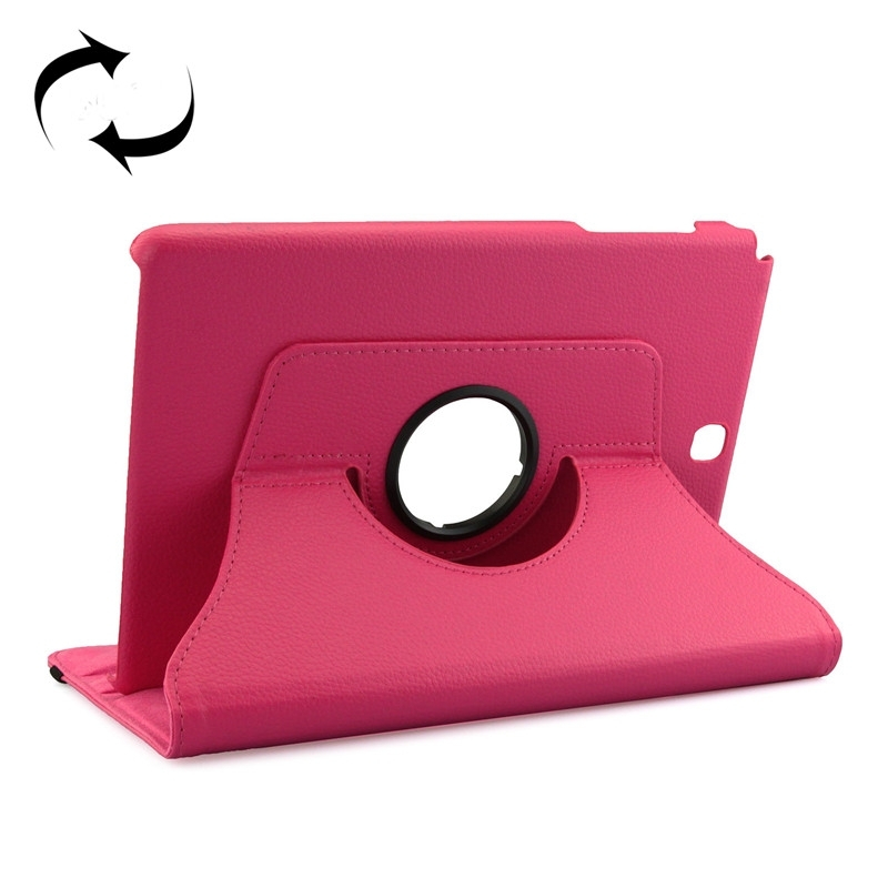 Litchi Texture 360 Degree Rotating Leather Protective Case with Holder for Samsung Galaxy Tab A 9.7 / P550(Magenta)