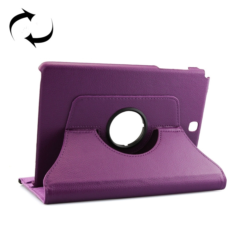 Litchi Texture 360 Degree Rotating Leather Protective Case with Holder for Samsung Galaxy Tab A 9.7 / P550(Purple)