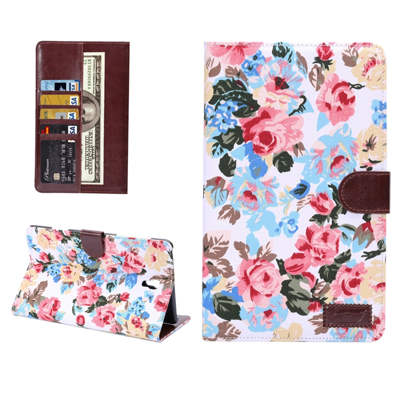 Flowers Pattern Horizontal Flip Leather Case with Card Slot & Wallet & Holder for Samsung Galaxy Tab S 8.4 / T700(White)