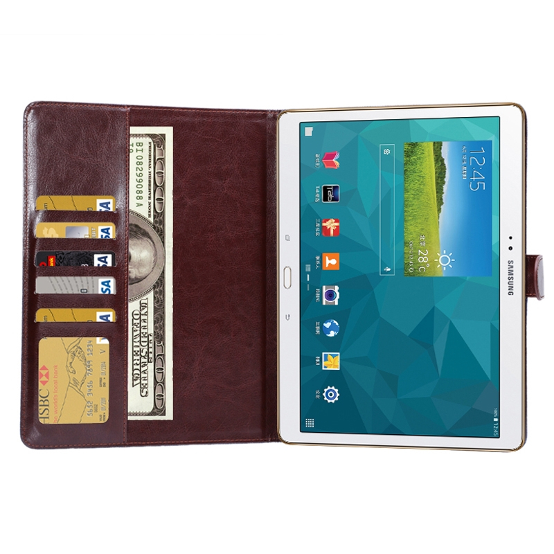 Samsung Galaxy Tab s (SM-T800) 10.5- Kukkakuvioinen nahkainen suojakotelo luottokorttipaikalla (musta)