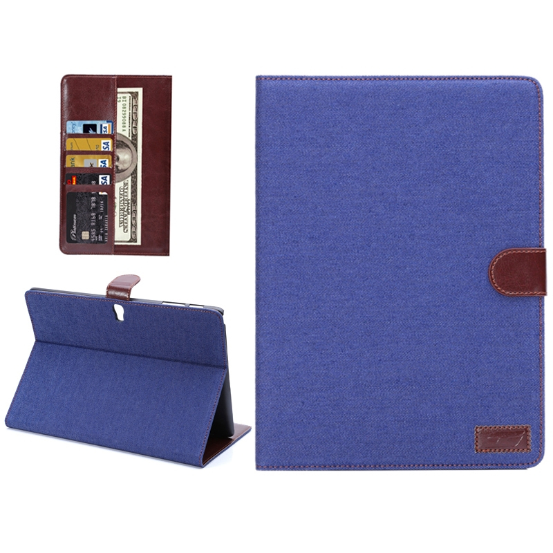 Denim Texture Horizontal Flip Leather Case with Card Slot & Wallet & Holder for Samsung Galaxy Tab S 10.5 / T800(Blue)