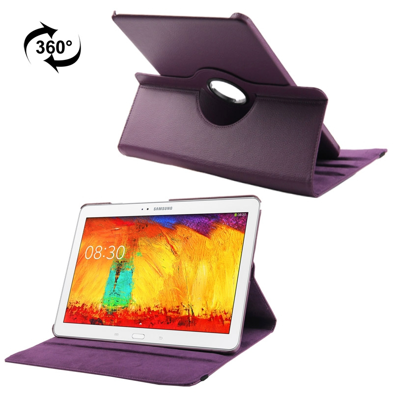 360 Degree Rotatable Litchi Texture Leather Case with 3-angle Viewing Holder for Samsung Galaxy Note & Tab Pro 12.2 / P900 (Purple)
