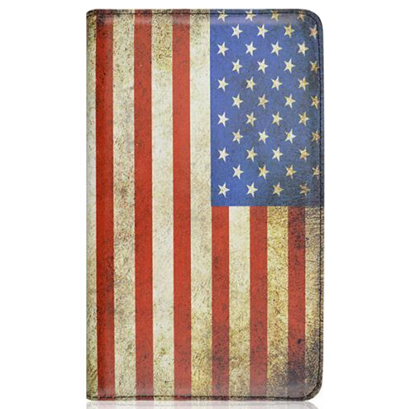 Samsung Galaxy Tab S (SM-T700) 8.4- 360 astetta kääntyvä suojakotelo luottokorttipaikalla, USA lippu