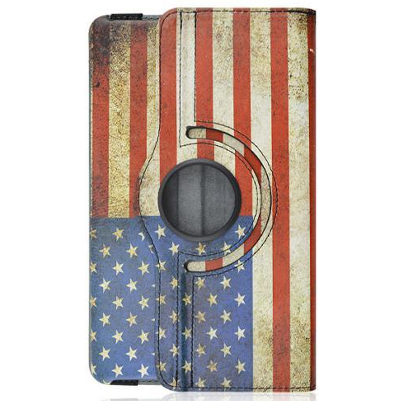 Samsung Galaxy Tab S (SM-T700) 8.4- 360 astetta kääntyvä suojakotelo luottokorttipaikalla, USA lippu