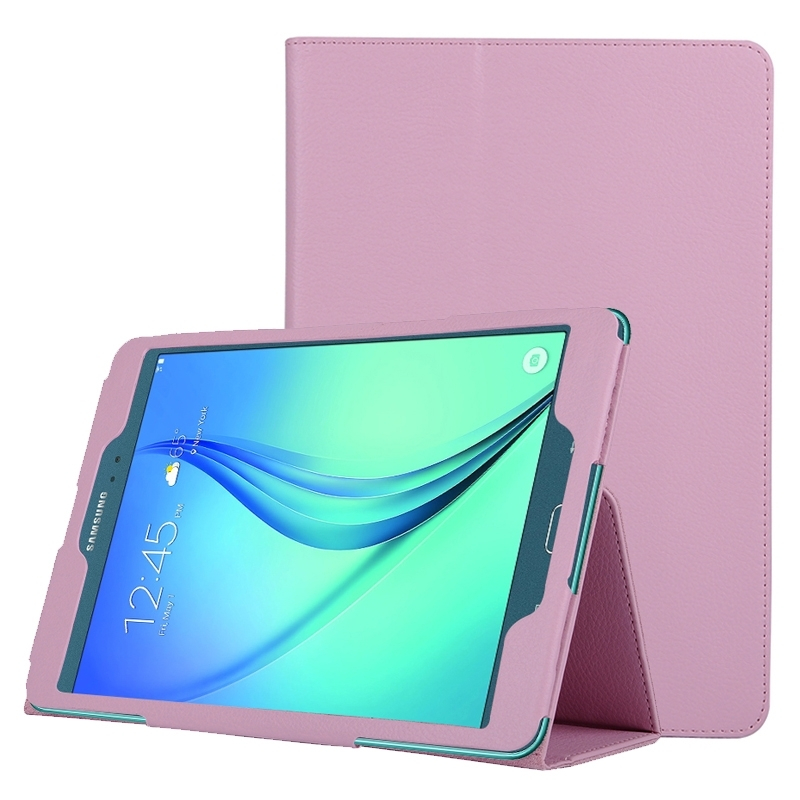 Litchi Texture Horizontal Flip Solid Color Leather Case with Two-Folding Holder for Samsung Galaxy Tab A 9.7 / T550(Pink)