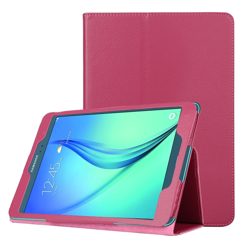 Litchi Texture Horizontal Flip Solid Color Leather Case with Two-Folding Holder for Samsung Galaxy Tab A 9.7 / T550(Magenta)