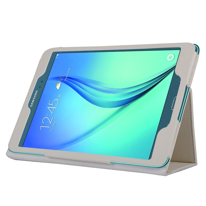 Samsung Galaxy Tab A (SM-T550)- Nahkainen suojakotelo, valkoinen