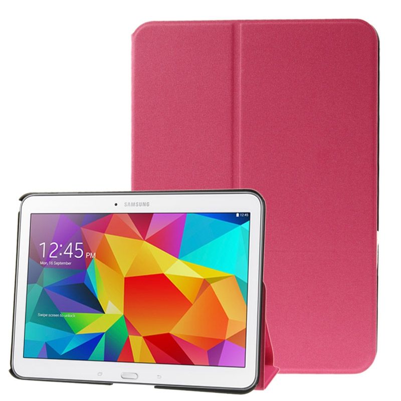 Frosted Texture Flip Leather Case with Holder for Samsung Galaxy Tab 4 10.1 / SM-T530 (Magenta)