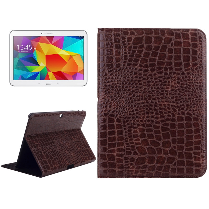 Crocodile Texture Leather Case with Holder for Samsung Galaxy Tab 4 10.1 / SM-T530 (Brown)
