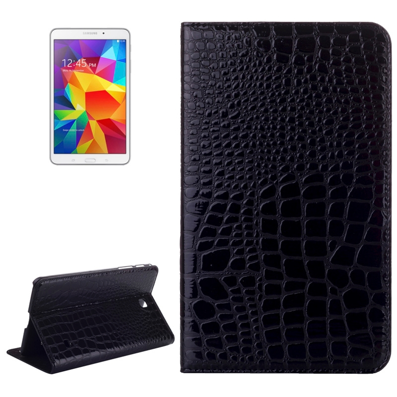 Samsung Galaxy Tab 4 (SM-T330) 8.0- Krokotiilikuvioinen nahkainen suojakotelo (musta)