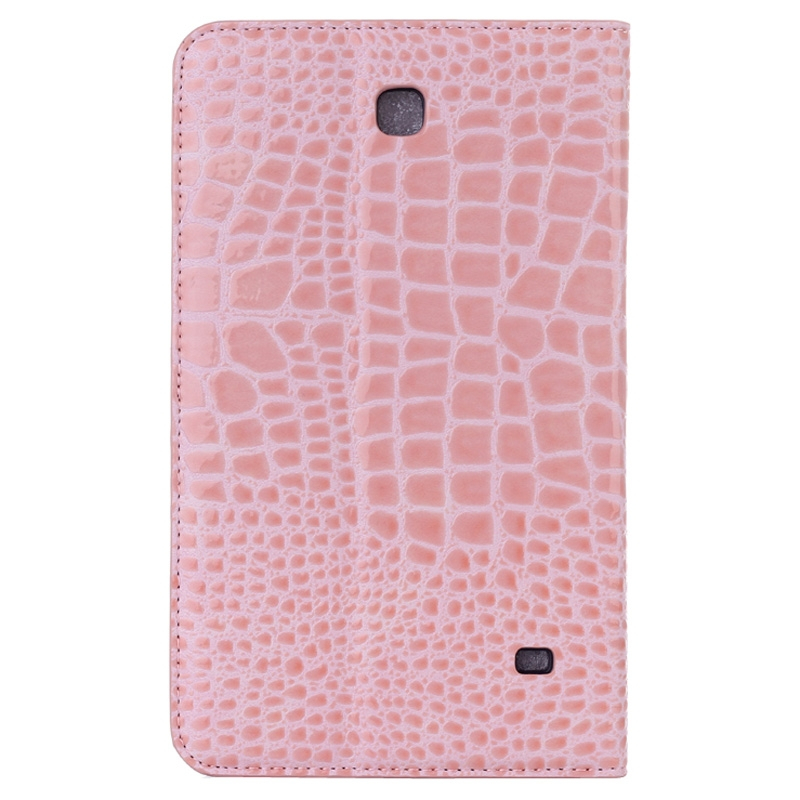 Samsung Galaxy Tab 4 (SM-T330) 8.0- Krokotiilikuvioinen nahkainen suojakotelo (vaaleanpunainen)