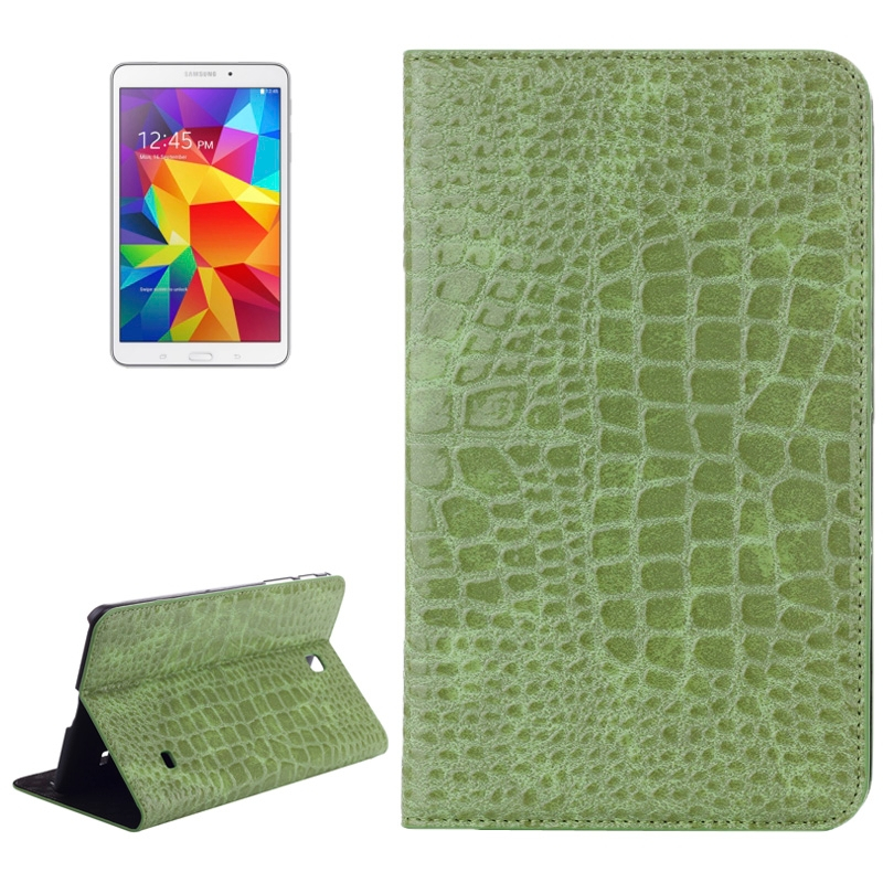 Samsung Galaxy Tab 4 (SM-T330) 8.0- Krokotiilikuvioinen nahkainen suojakotelo (vihreä)