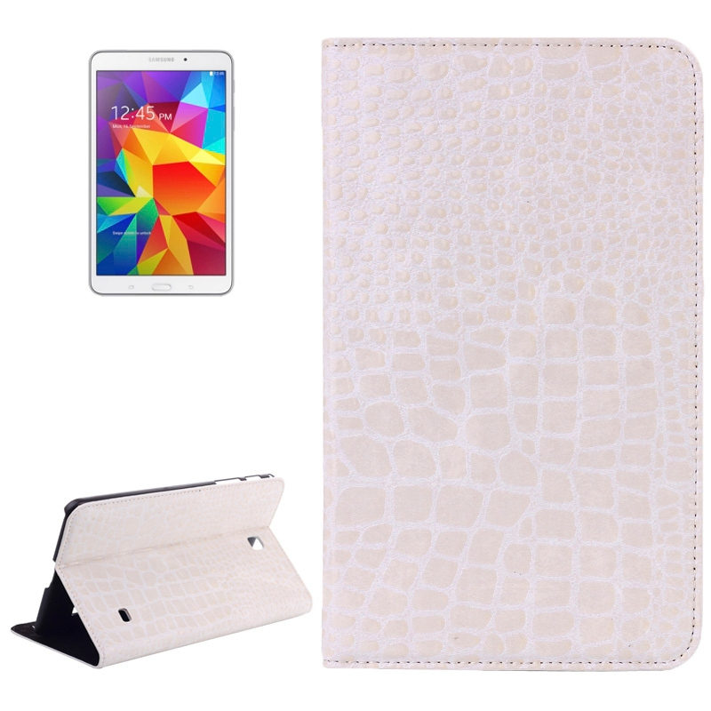Crocodile Texture Leather Case with Holder for Samsung Galaxy Tab 4 8.0 / T330 (White)