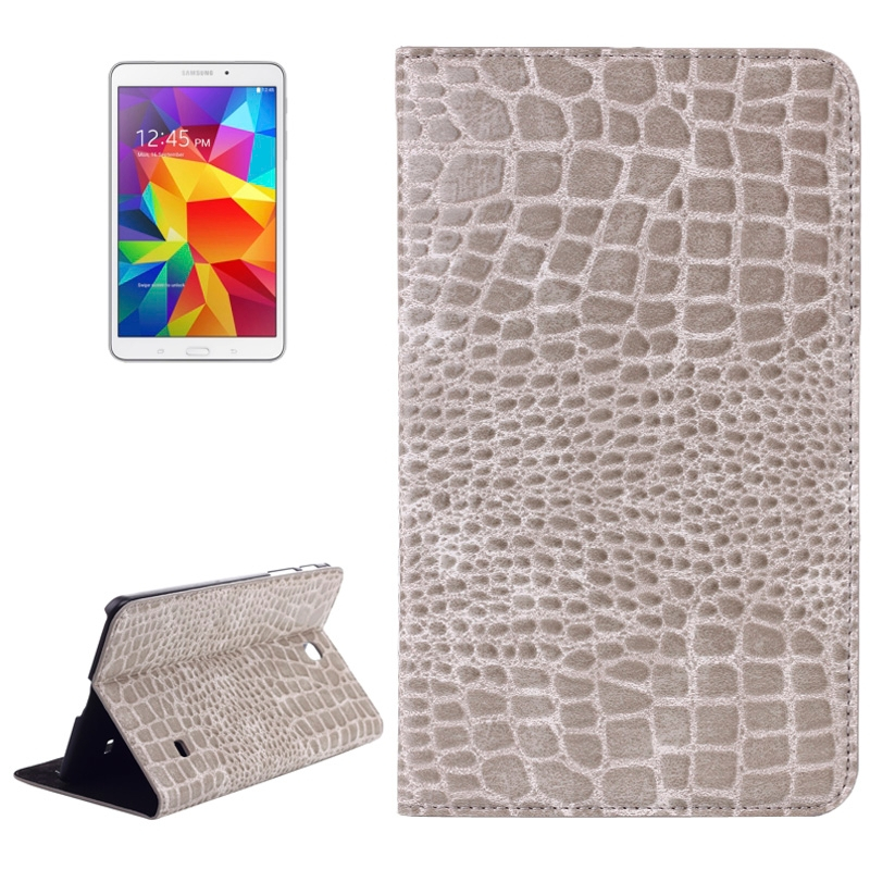 Samsung Galaxy Tab 4 (SM-T330) 8.0- Krokotiilikuvioinen nahkainen suojakotelo (harmaa)