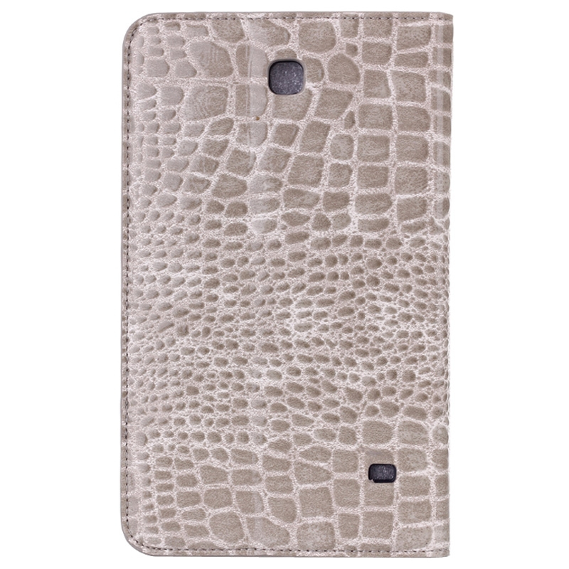 Samsung Galaxy Tab 4 (SM-T330) 8.0- Krokotiilikuvioinen nahkainen suojakotelo (harmaa)