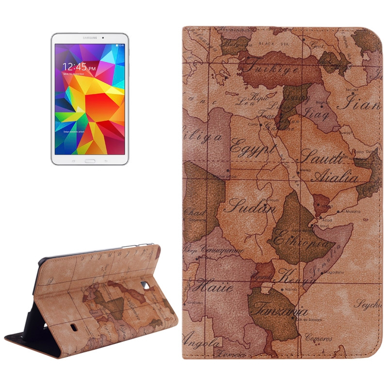 World Map Pattern Flip Leather Case with Holder for Samsung Galaxy Tab 4 8.0 / T330, Random Delivery (Brown)