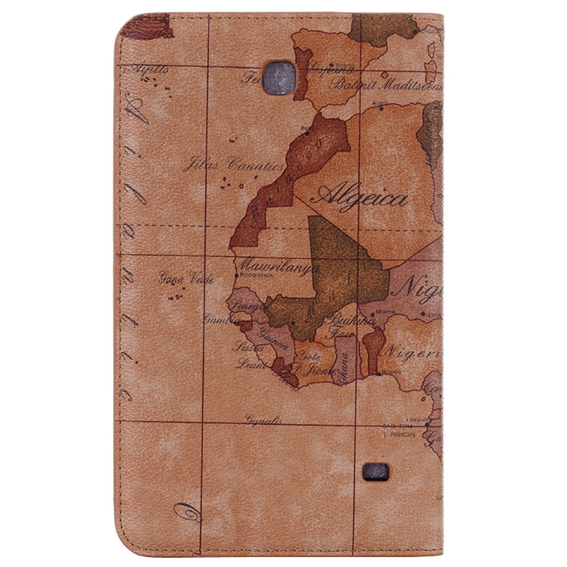 Samsung Galaxy Tab 4 (SM-T330) 8.0- nahkainen suojakotelo, maailmankartta
