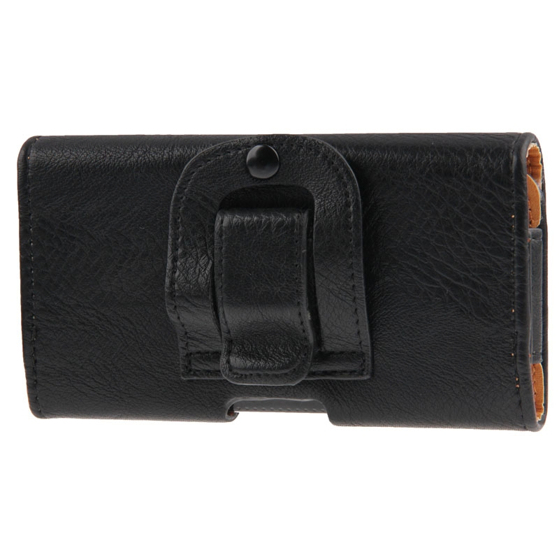 Universaali nahkainen suojakotelo älypuhelimelle vyöpidikkeellä iPhone 6, Samsung Galaxy S5 / G900 / i9500 / i9300 (musta)