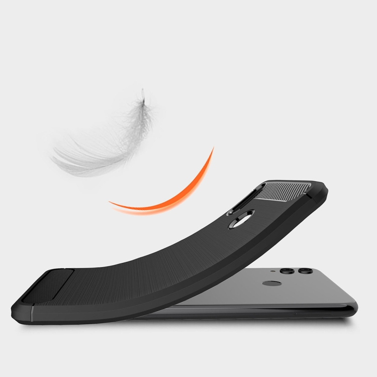 Honor 8X iskunkestävä TPU-suojakotelo, harjattu hiilikuitu (Harmaa)