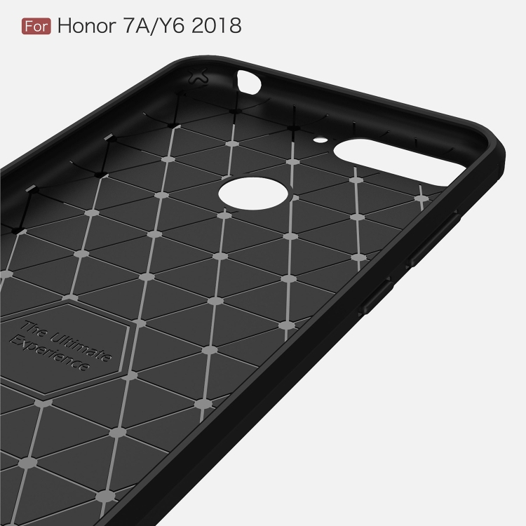 Huawei Honor 7A / Y6 2018 iskunkestävä TPU-suojakotelo, harjattu hiilikuitu (Tummansininen)