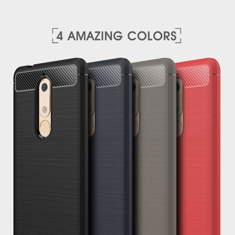 Nokia 5.1 TPU-suojakotelo, harjattu hiilikuitu (Punainen)