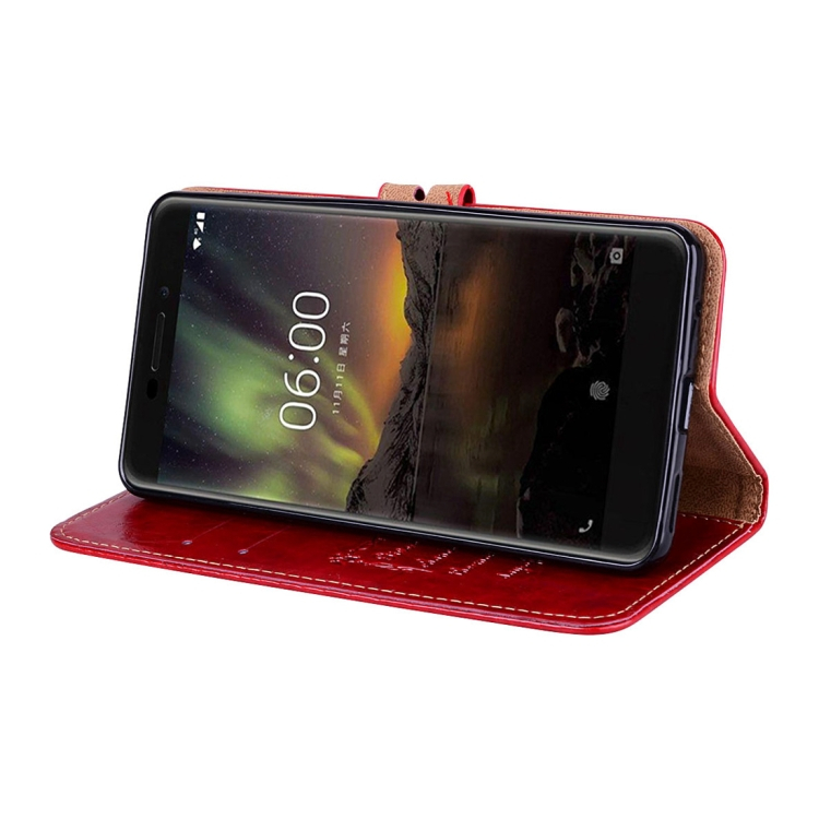 Nokia 6 (2018) / 6.1 nahkainen kotelo, punainen