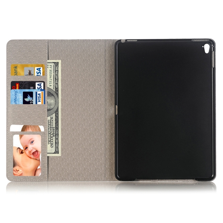 iPad Pro 9.7” vaakatasoon käännettävä nahkakotelo korttipaikoilla ja lompakolla (Harmaa)
